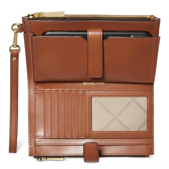 Michael Kors Jet Set Logo Double Zip Wristlet Brown/Luggage NWT NIP - Picture 2 of 2